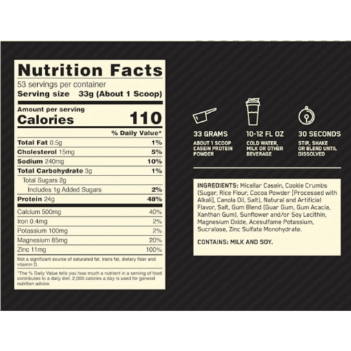 Alternative view of Caseína Optimun Nutrition